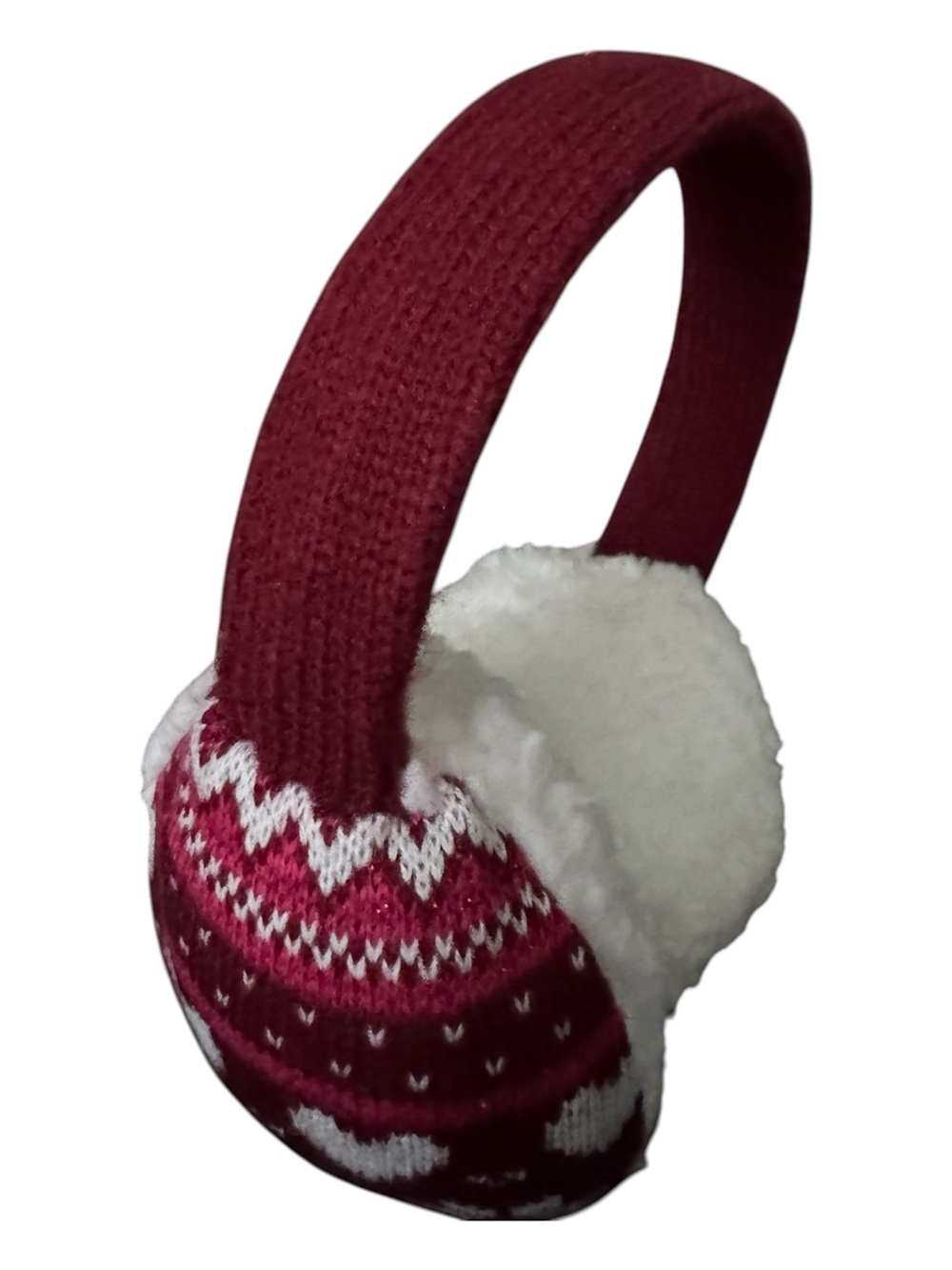 Burgundy Knit Winter Earmuff Headphones